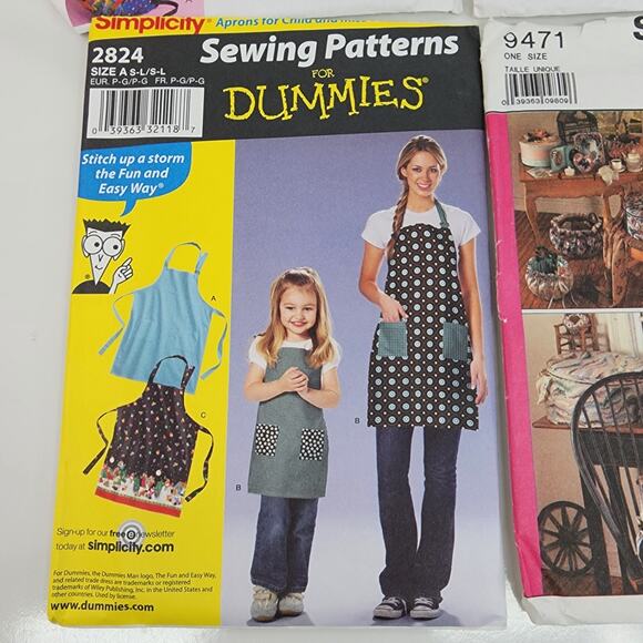 Lot 4 Sewing Pattern McCall Craft Simplicity Aprons Baby Sling 1989 Basket Cover - Picture 3 of 10